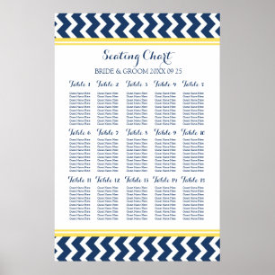 Seating Chart 15 Tabelle 150 Guest Blue Zickzack Poster