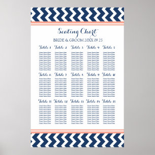 Seating Chart 15 Tabelle 150 Guest Blue Zickzack Poster