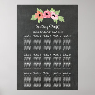 Seating Chart 15 Tabelle 150 Guest Chalkboard Flor Poster