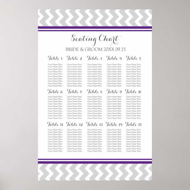Seating Chart 15 Tabelle 150 Guest Pplum Gray Zick Poster (Vorne)