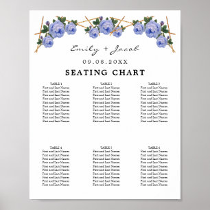 Seating Chart Gold Geometric Blue Floral Wed 60 Poster