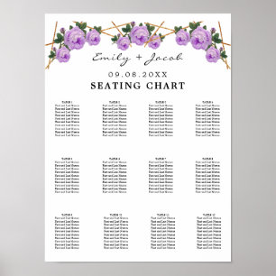 Seating Chart Gold Geometric Lila Floral Wed 120 Poster
