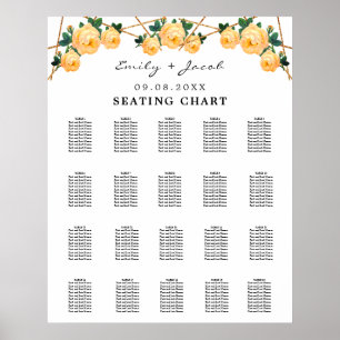 Seating Chart Gold Geometric Orange Floral Wed 200 Poster