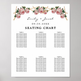 Seating Chart Gold Geometric Pink Floral Med 60 Poster