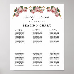 Seating Chart Gold Geometric Pink Floral Wed 60 Poster