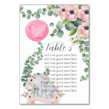 Seating Chart Pink Balloon Eucalyptus Elephant 