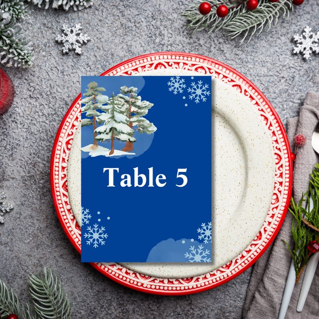 Seating Chart Winter Forest Snowflake Royal Blue Tischnummer (Von Creator hochgeladen)