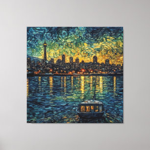 Seatle Space Needle im van-Gogh-Stil Leinwanddruck