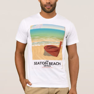 Seaton Beach Devon Vintage-Strandplakat T-Shirt