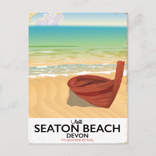 Seaton Beach Devon Vintages Plakat Postkarte (Vorderseite)