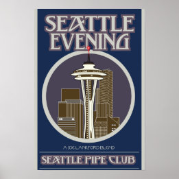 Seattle Abend Print Poster
