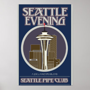 Seattle Abend Print Poster
