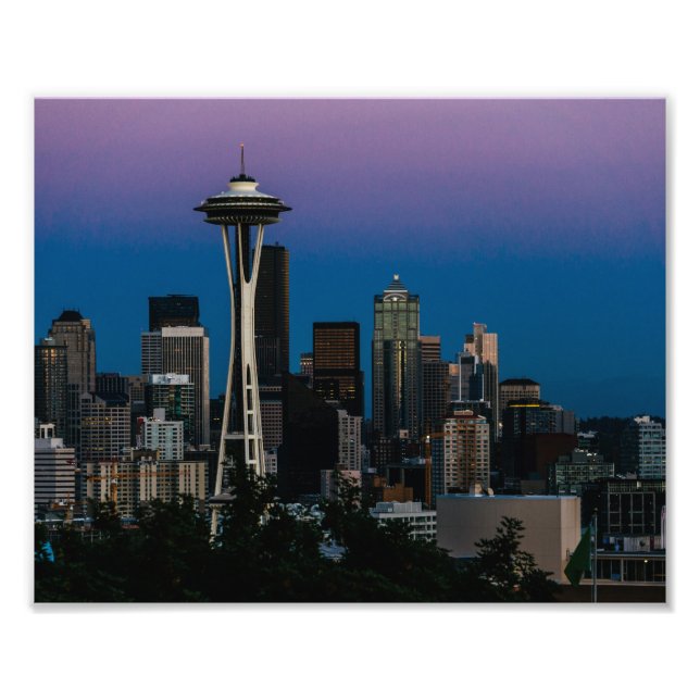 Seattle Architecture Under the Lila Sky Fotodruck (Vorne)