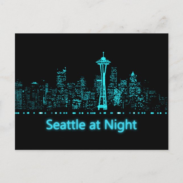 Seattle at Night Postkarte (Vorderseite)