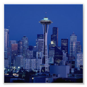 Seattle at Night Washington Downtown Space Needle Fotodruck