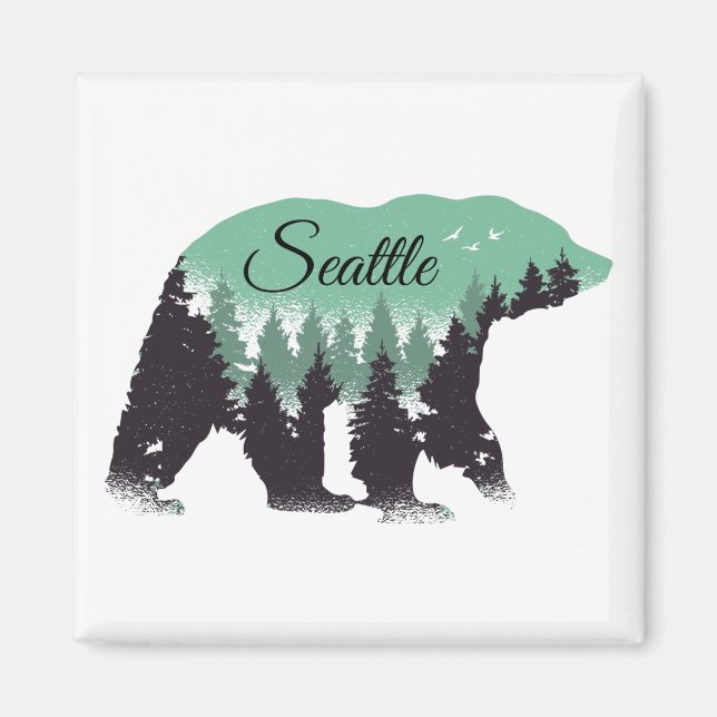 Seattle Bear Forest Magnet (Vorne)