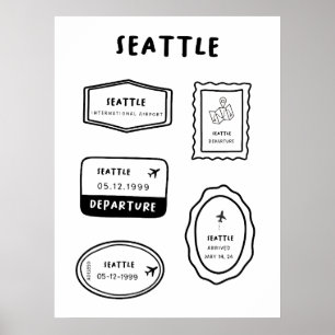 Seattle - Briefmarke für Reisen Minimalistisch D Poster