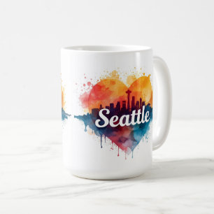 Seattle City Aquarell-Skyline Kaffeetasse