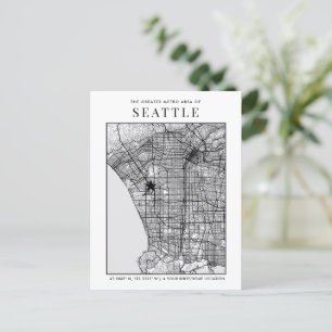 Seattle City Map + Location Marker Postcard Postkarte