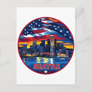Seattle City Silhouette Postkarte