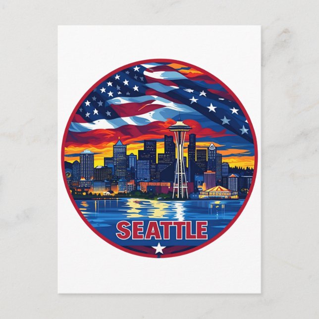 Seattle City Skyline Postkarte (Vorderseite)