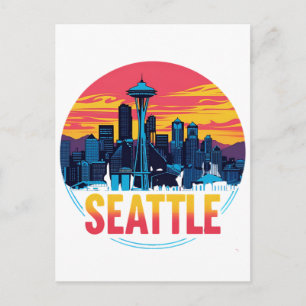 Seattle City Skyline Postkarte