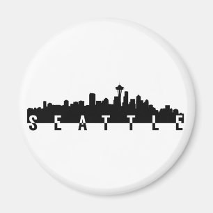 Seattle City Skyline Silhouette schwarz Form Magnet