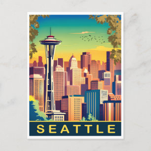 Seattle, City Skyline, Washington Staat, Travel Postkarte