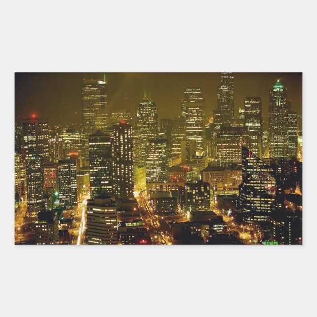 Seattle City View Rechteckiger Aufkleber (Vorderseite)