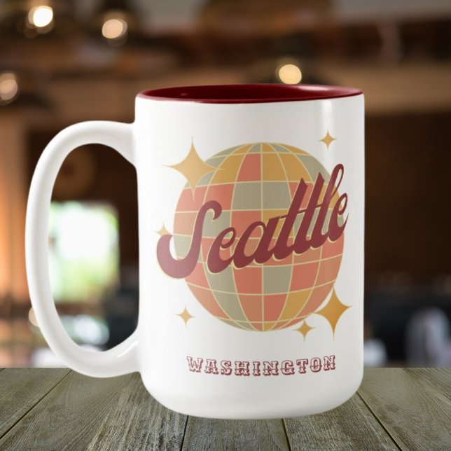 Seattle City Washington Retro Vintag Zweifarbige Tasse (Von Creator hochgeladen)