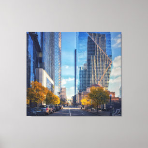 Seattle Downtown Street mit Herbstbäumen Leinwanddruck