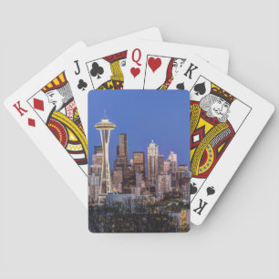 Seattle, Downtown und Mt. Rainier in der Dämmerung Spielkarten
