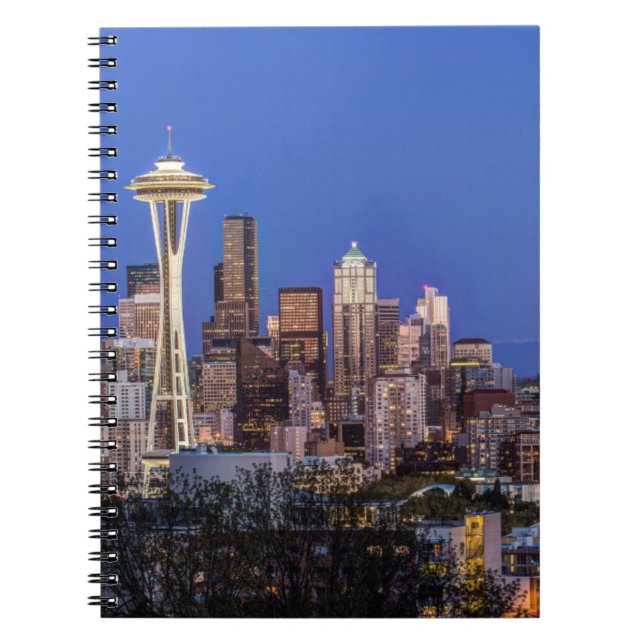 Seattle, Downtown und Rainier am Twilight Notizblock (Vorderseite)