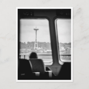 Seattle-Fähre Schwarz-Weiß Pudget Sound PNW Postkarte