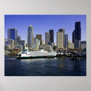 Seattle Ferry and Gebäude Poster