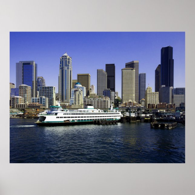 Seattle Ferry and Gebäude Poster (Vorne)