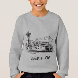 Seattle Ferry & Skyline Line Art Washington Staat Hoodie