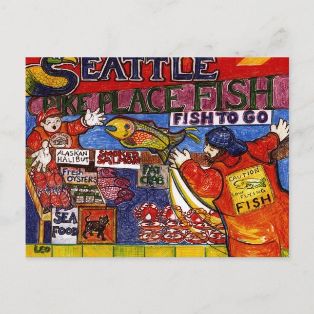 Seattle Fish Market Postkarte (Vorderseite)