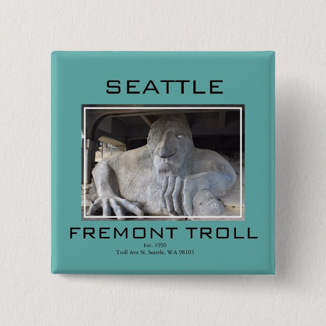 Seattle Fremont Troll Knopf Button (Vorderseite)