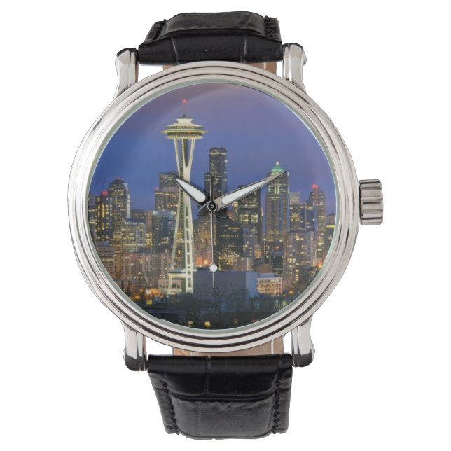 Seattle gesehen vom Kerry Park von Königin Anne Armbanduhr (Vorderseite)