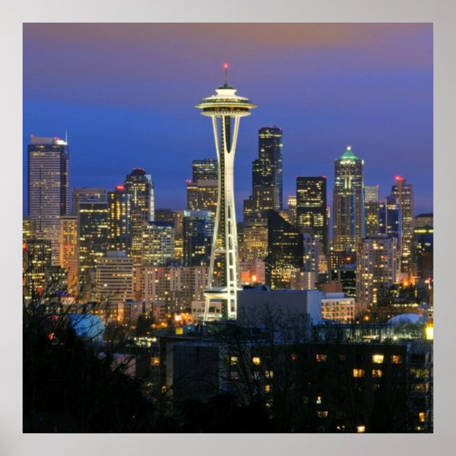 Seattle gesehen vom Kerry Park von Königin Anne Poster (Vorne)