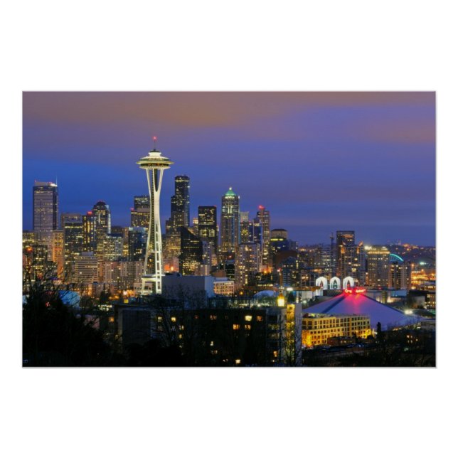 Seattle gesehen vom Kerry Park von Königin Anne Poster (Vorderseite)