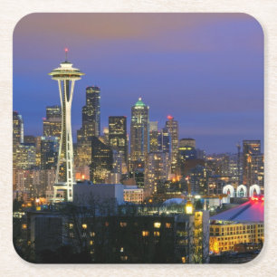 Seattle gesehen von Kerry-Park in der Königin Ann Rechteckiger Pappuntersetzer