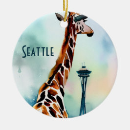 Seattle Giraffe Christmas Souvenir Keramik Ornament