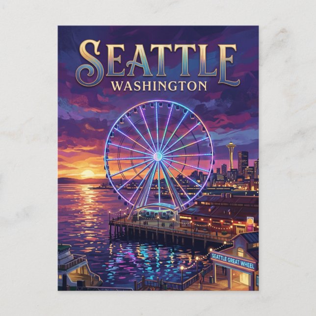 Seattle Great Wheel USA Postkarte (Vorderseite)
