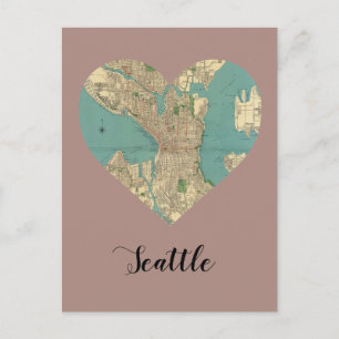 Seattle Heart Map Postkarte