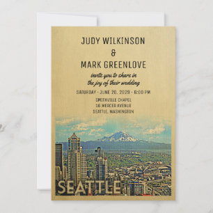 Seattle Hochzeits-Einladung Vintage Mount Rainier Einladung