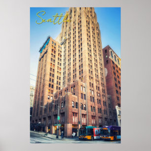 Seattle Iconic Tall Brick Gebäude Stadtansicht Poster