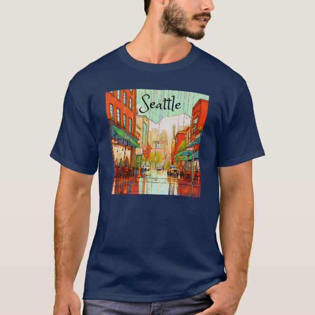 Seattle im Regen T-Shirt (Vorderseite)