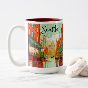 Seattle im Regen Zweifarbige Tasse